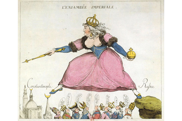 Карикатура «Неудачное посредничество Австрии и Франции в переговорах между Екатериной и Турцией»