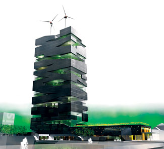Проект «Живая башня» парижского бюро Soa architectes вдохновлен идеей вертикальных ферм Диксона Деспомера.