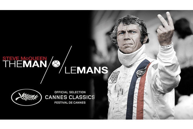 Официальный постер документального фильма Man & Le Mans со знаменитым, растиражированным в миллионах копий «жестом лучника» Теренса Стивена Маккуина