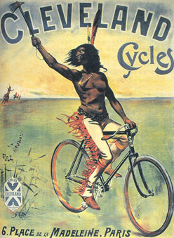 Плакат Cleveland Cycles, автор Жан Палеолог (Париж, 1897 г.). Эта компания была одним из крупнейших производителей велосипедов на Среднем Западе, ее машины широко рекламировались и продавались за границей