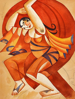 П.Ф.Челищев «Эскиз костюма вакханки», 1921 г., бумага/акварель/гуашь, 33х24 см