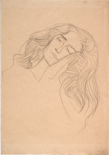 Густав Климт, «Женское лицо, щекой прижатое к рукам», 1903