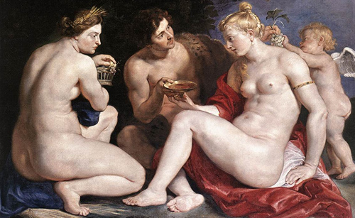 Фрагмент репродукции картины Петера Пауля Рубенса «Венера, Купидон, Бахус и Церера»