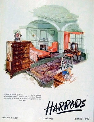 Реклама мебельного отдела Harrods