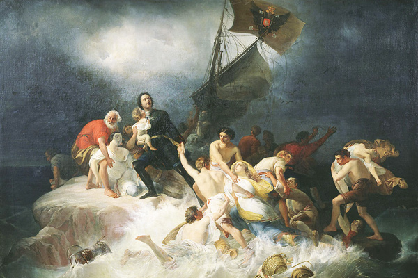 Петр Шамшин «Петр Великий спасает утопающих на Лахте», 1844 год