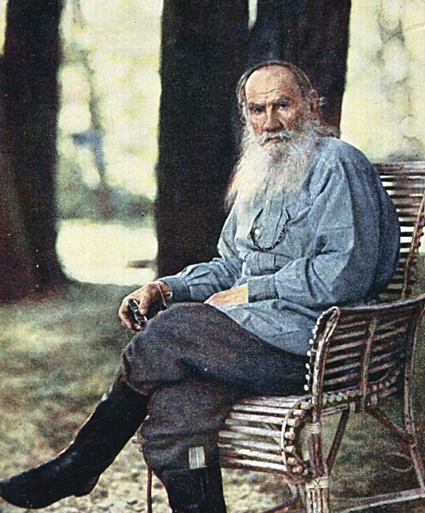 Лев Толстой в Ясной Поляне, фото С.М. Прокудина-Горского, 1908