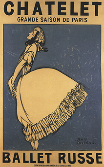 Жан Кокто. Плакат с изображением Тамары Карсавиной в балете «Призрак розы». 1911