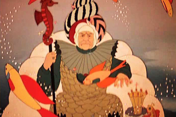 Владычица морская. Кадр из мультфильма «Сказка о рыбаке и рыбке», «Союзмультфильм», 1950