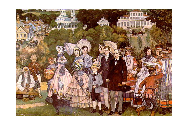 Б. Бельтюков. Ф. И. Тютчев с семьей на народном празднике в Овстуге, 15 августа 1857г., 1985