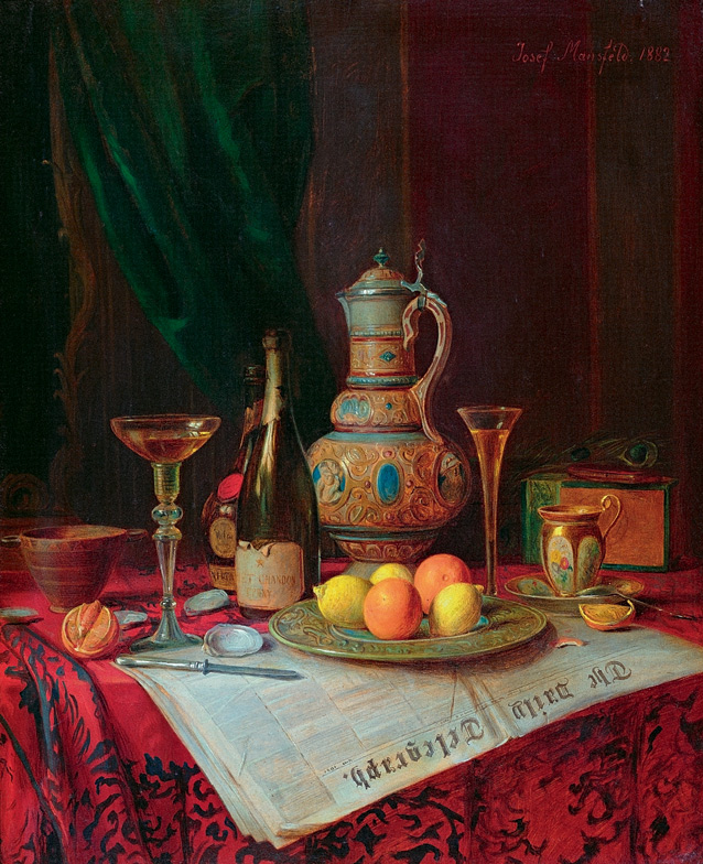 Джозеф Мансфельд, «Натюрморт с бутылкой шампанского», 1882