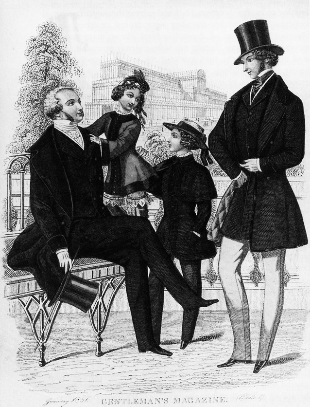 Модная картинка (раскрашенная вручную гравюра) из журнала The Gentleman’s Magazine of Fashion. Январь 1851