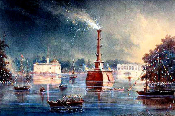 Адольф Шарлемань «Иллюминация озера в Царском Селе», 1866 год