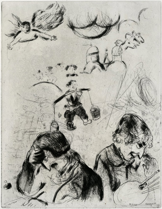 Марк Шагал рисует «Мертвые души». Из собрания Б.Фридмана. 1948