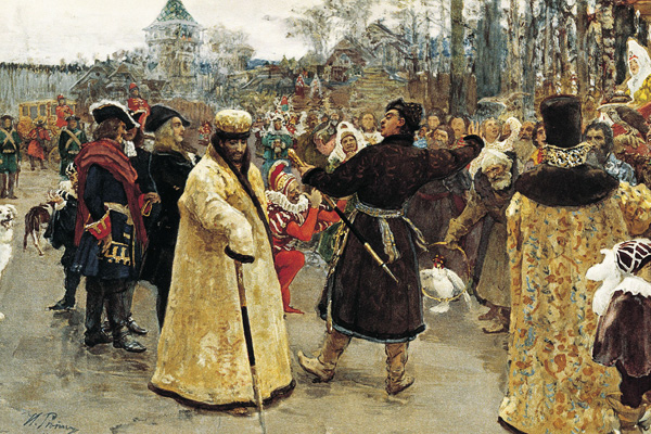 Илья Репин «Приезд царей Ивана и Петра на Семеновский потешный двор со свитой», 1900 год