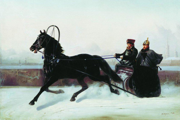 Н. Сверчков. Николай I в санях, 1895