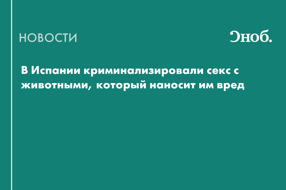 В Испании криминализировали секс с животными, который наносит им вред — Сноб